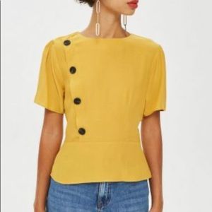 Topshop yellow button blouse